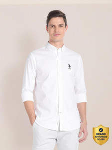 U.S. POLO ASSN. Men Solid Casual White Shirt - Image 6