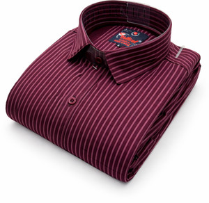 Vellical Men Striped Casual Maroon Shirt