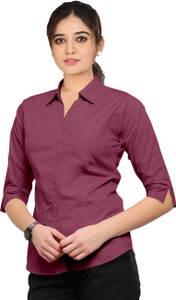 Live Trendz Women Solid Casual Purple Shirt
