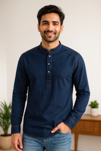 ZEEANA Men Embroidered, Solid Straight Kurta
