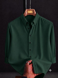 METRONAUT Men Solid Formal Dark Green Shirt