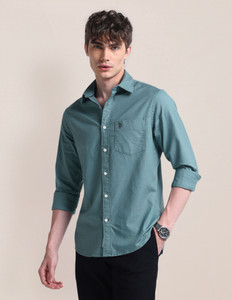 U.S. POLO ASSN. Men Solid Casual Light Green Shirt
