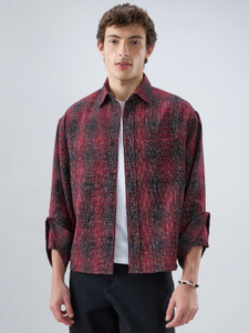 VASTRADO Men Maroon Checkered Casual Shirt - Image 6
