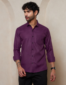 BIKIT Men Solid Casual Purple Shirt