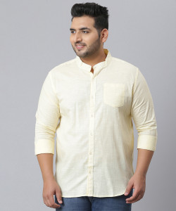 Instafab Plus Men Solid Casual Cream Shirt