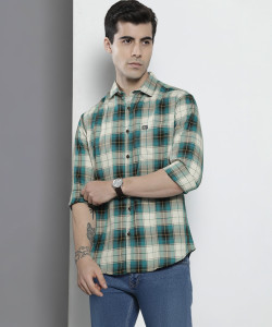 The Indian Garage Co. Men Checkered Casual Green Shirt