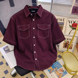 FOXEY Men Solid Casual Purple Shirt