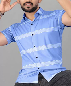 sti Men Striped Casual Light Blue, White Shirt