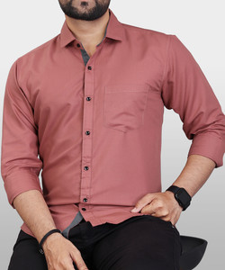 VeBNoR Men Solid Casual Pink Shirt
