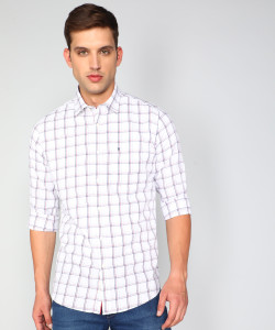 VAN HEUSEN SPORT पुरुषों के लिए चेकर्ड कैज़ुअल सफेद  शर्ट