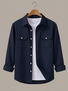 DIMMY Men Solid Casual Blue Shirt - Image 6