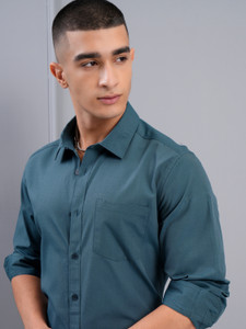HIGHLANDER Men Solid Formal Blue Shirt