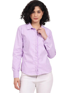Nksa Fashion Women Striped Casual Purple Shirt