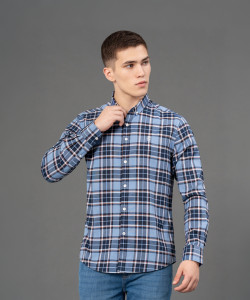 RED TAPE Men Checkered Casual Blue Shirt
