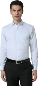 PETER ENGLAND Men Self Design Formal Blue Shirt