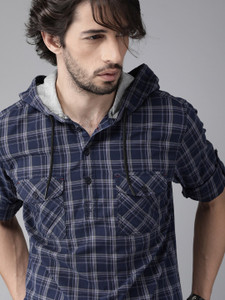 Roadster Men Checkered Casual Gold Shirt