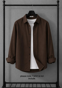 Marmic Fab Men Solid Casual Brown Shirt - Image 4