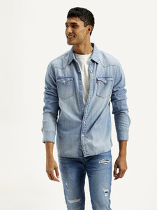LEVI'S Men Solid Casual Light Blue Shirt