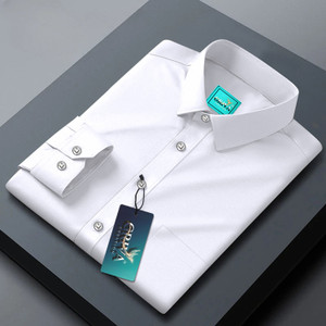 Grivacreation Men Solid Casual White Shirt