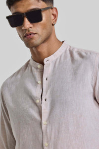 Snitch Men Self Design Casual Beige Shirt