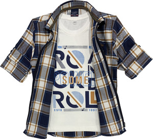CAVIO Boys Checkered Casual Blue Shirt
