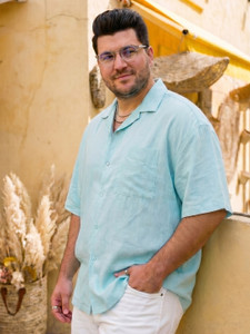 Urbano Plus Men Solid Casual Light Blue Shirt