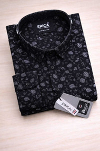 Erica Men Printed, Floral Print Casual Black Shirt