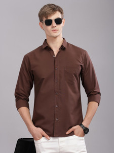 Uzmax Men Solid Casual Brown Shirt