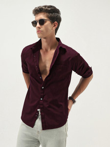 Urbano Men Solid Casual Maroon Shirt - Image 6