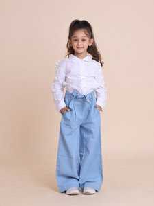 House of Spades Girls Solid Casual White Shirt