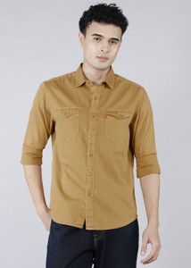 LEVI'S Men Solid Casual Yellow Shirt