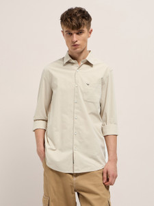 THE BEAR HOUSE Men Solid Casual Beige Shirt