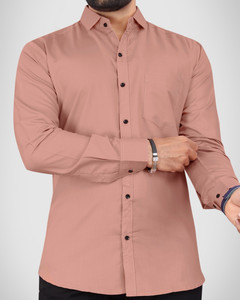NIVICK Men Solid Formal Orange Shirt
