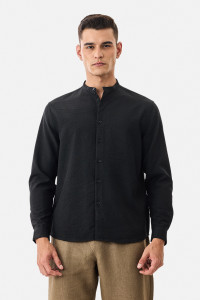 Snitch Men Solid Casual Black Shirt