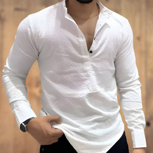 COMBRAIDED Men Self Design Straight Kurta