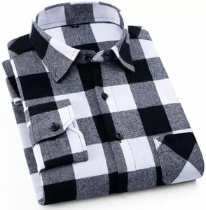 TIGERSNAKE Men Checkered Casual White Shirt