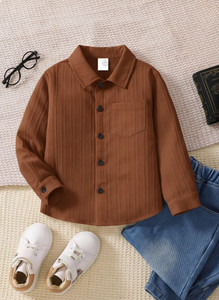 Zarila Boys Self Design Casual Brown Shirt