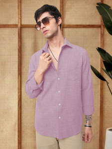 METRONAUT Men Solid Casual Pink Shirt