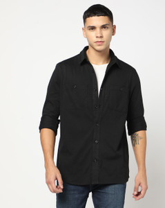 GAP Men Solid Casual Black Shirt