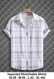 Prinza Men Checkered Casual Blue Shirt
