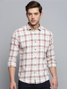 Indi Hemp Men Checkered Casual White Shirt