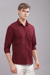 Uzmax Men Solid Casual Maroon Shirt