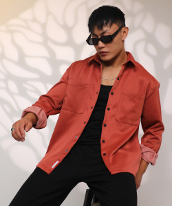 CAMPUS SUTRA Men Self Design Casual Brown Shirt