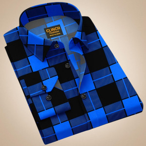clinch fashion Men Checkered Casual Black, Blue Shirt
