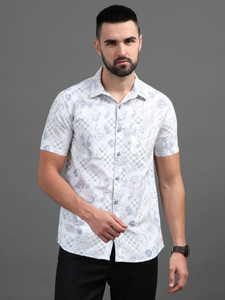 CAZZBA Men Printed Casual Blue Shirt