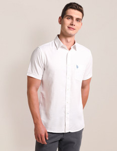 U.S. POLO ASSN. Men Solid Casual White Shirt
