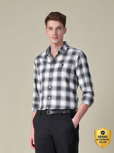 U.S. Polo Assn. Denim Co. Men Checkered Casual Grey Shirt