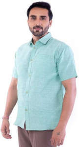 DESHBANDHU KHADI Men Solid Casual Green Shirt