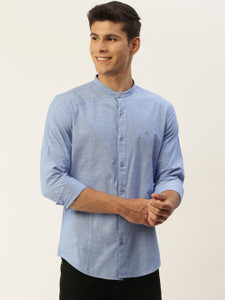 United Colors of Benetton Men Solid Casual Blue Shirt