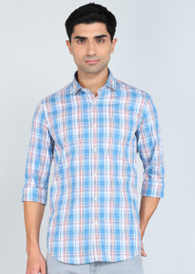 INTEGRITI Men Checkered Casual Blue Shirt